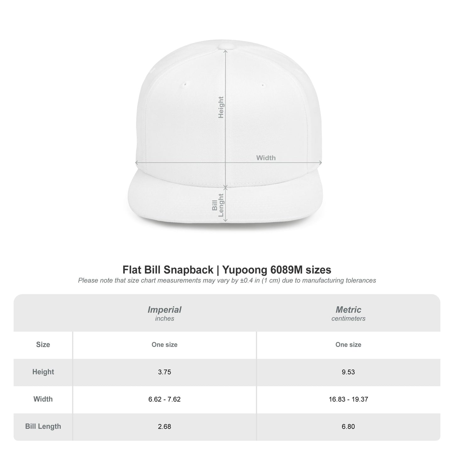 Flat Bill Snapback Hat — Minimal Handshake Logo Embroidered Cap